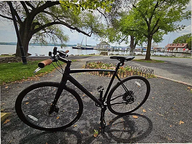 Black Hybrid Bike Aluminum Frame Disc Brakes Flat Bar Derailleur Gears