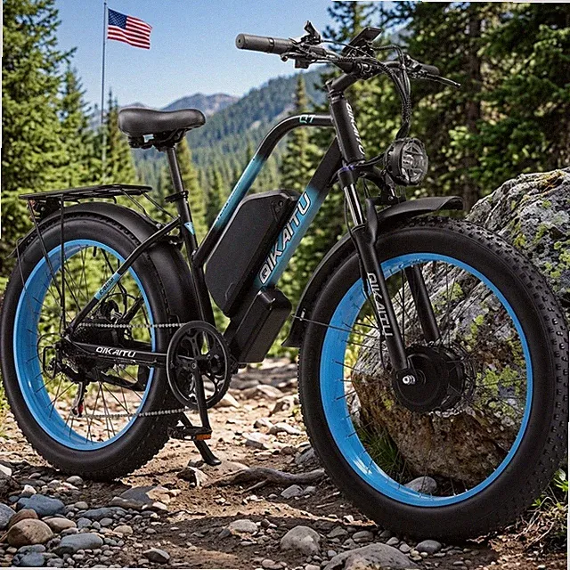 Q7 2000W Dual Motor E-Bike For Adult 48V/23Ah Lithium Battery 24" 26" FatTire US