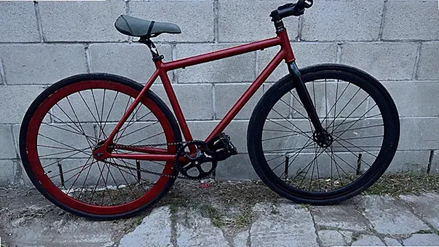 Red Black Single Speed Fixed Gear Bike Flat Bar No Suspension